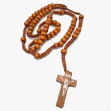 Christian Catholic Wooden Cross Virgin Holy Christ Pendant Necklace For Men Women Rosary Handmade Necklace Prayer Beaded Jewelry