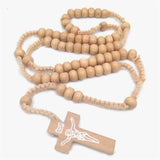 Christian Catholic Wooden Cross Virgin Holy Christ Pendant Necklace For Men Women Rosary Handmade Necklace Prayer Beaded Jewelry