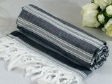 Turkish Peshtemal Towel Palace Style Black pestemals - Turkish Peshtemal Towels