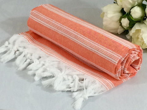 Turkish Peshtemal Towel Palace Style Orange pestemals - Turkish Peshtemal Towels