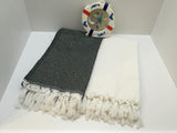 Turkish Peshtemal Towels Wholesale pestemals 40 pcs Diamond Style Black, White - 5
