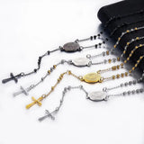 New Jesus Stainless Steel Cross Rosary Christian Catholic Religious Chain Characteristic Style Men And Women Jewelry