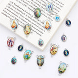 20pcs Mixed Enamel Antique Silver Jesus Mother Mary Connector Charm Pendants for DIY Rosary Necklace Bracelet Jewelry Making