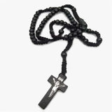 Christian Catholic Wooden Cross Virgin Holy Christ Pendant Necklace For Men Women Rosary Handmade Necklace Prayer Beaded Jewelry
