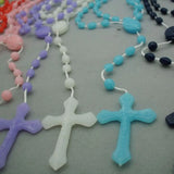 Glowing Rosary Necklace Plastic Catholic Cross Necklace Luminous Religious