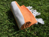 Turkish Peshtemal Towel Diamond Style Orange pestemals - Turkish Peshtemal Towels