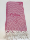 Turkish Peshtemal Towel Jacquard Flamingo 50 pcs - Turkish Peshtemal Towels